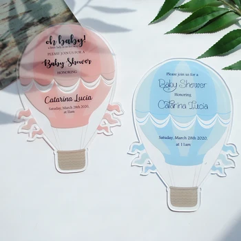 Doprava zadarmo teplovzdušný balón akryl personalizovaná tlač priehľadný akrylový svadobné pozvánka s vellum papier prebalu