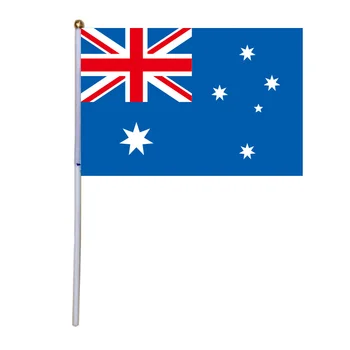 Doprava zadarmo xvggdg 100ks 14 * 21 cm Austrália strane vlny vlajky s plastovými pól