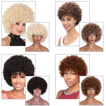 Doris Krásy Syntetické Parochne Afro Ženy Krátke Kučeravé Vlasy, Parochne Pre Čierne Ženy Kinky Na spoločenské Tanečné Cosplay Parochne s Ofinou