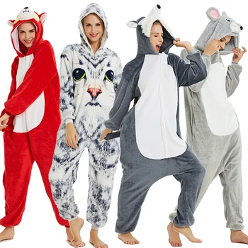Dospelí Flanelové Kigurumi Jednorožec Onesies pre Ženy Pyžamo Zvierat Mačka Pyžamá Zimné onesies Panda Králik Vlk Sleepwear Cosplay