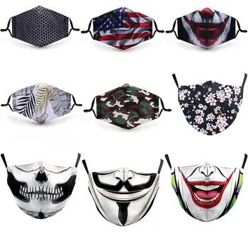 Dospelí Unisex Multicolor Klaun Masky VIP MÓDNE Opakovane Proti prachu, Ochranné pleťové Masky Zábavné Veľké Ústa Joker Vytlačené Masky