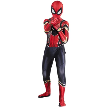 Dospelý Dieťa Spider Verš Km Morales Cosplay Kostým Človeka Zentai Spiderboy Vzor Kombinézu Kombinézach Halloween Kostým D39A66