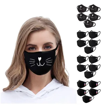 Dospelých Tlače, Čierna Bavlna Priedušná Coldproof Maska Umývateľný A Resuable Maska Vonkajšie masque mascarillas маска