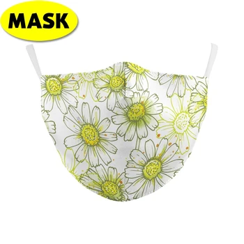 Dospelých Unisex kvetinový tlač Maska Umývateľný, odolný proti otrasom, prachu a priedušná umývateľný opakovane Maska troch-dimenzionální z používania