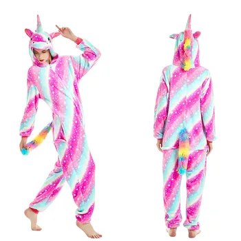 Dospelých Zvierat Kigurumi Ženy Jednorožec Pyžamo Sady Ženy Muži Zimné Unisex Vianočné Jednorožec Kostýmy Cartoon Flanelové Sleepwear