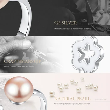DOTEFFIL 925 Silver Pearl Krúžok Otvoriť Krúžok Resizable 7 do 8,5 Prírodných Sladkovodných Perál Šperky Ženy Valentína Darčekovej krabičke