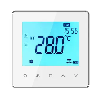 Dotknite sa tlačidla fan coil termostat, klimatizácia, teploty ovládací panel s RS485 komunikácia
