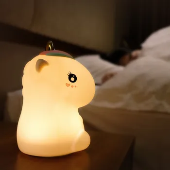 Dotykový Snímač Farebné Jednorožec LED Nočné Svetlo Cartoon Silikónové USB Nabíjateľné Spálňa Nočná Lampa pre Deti detský Baby Darček
