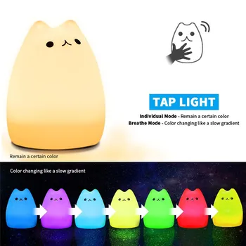 Dotykový Snímač Silikónové Mačka LED Nočné Svetlo 3D animovaný Zvierat, stolná Lampa, Spálne, Nočné Osvetlenie pre Deti detský Baby Vianočný Darček