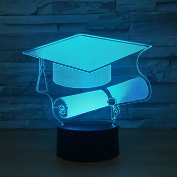 Dotykový Spínač Lekár Spp 3D Light LED Lampa Nočného 7 Farby USB Tabuľka Stolná Lampa ako Pamätník Darček Pre Postgraduálne Študent