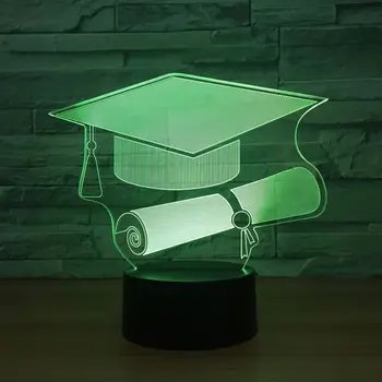 Dotykový Spínač Lekár Spp 3D Light LED Lampa Nočného 7 Farby USB Tabuľka Stolná Lampa ako Pamätník Darček Pre Postgraduálne Študent