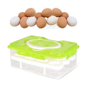 Double-layer 24 Mriežky Vajec Skladovanie Držiteľa Box Chladom Potravín Sporiteľov Priestor Displeja 203F