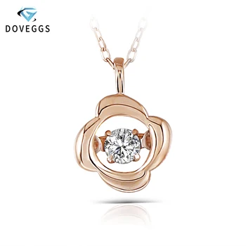DovEggs 10K Rose Gold 0.1 carat Malé Diamantový Náhrdelník Prívesok Pre Ženy Tanec Nastavenie Diamond Reťazí Zlatých Šperkov Náhrdelník