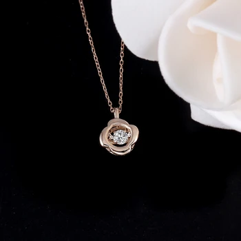 DovEggs 10K Rose Gold 0.1 carat Malé Diamantový Náhrdelník Prívesok Pre Ženy Tanec Nastavenie Diamond Reťazí Zlatých Šperkov Náhrdelník