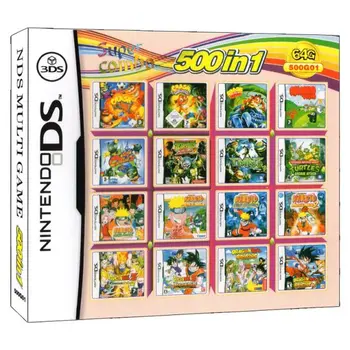 DRAGON BALLZ & Narutom 500 Hry v 1 NDS Game Pack na Kartu Super Combo Kazety pre Nintendo NDS DS, 2DS Nové 3DS