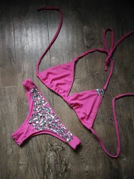 Drahokamu Plavky 2017 Žena Nový sexy diamond bikini Set plavky luxusné Vykryštalizovala Trojuholník Plavky