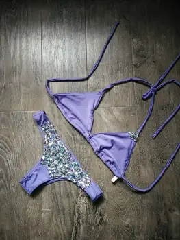 Drahokamu Plavky 2017 Žena Nový sexy diamond bikini Set plavky luxusné Vykryštalizovala Trojuholník Plavky