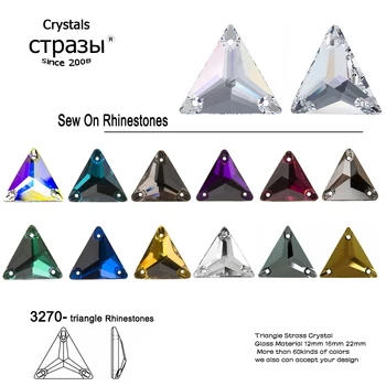 Drahokamu Trojuholník Ploché Späť Krištáľové Sklo Č rýchlu Opravu Šiť na Kamienkami Crystal pre Dekorácie Šaty Oblečenie Jewel Accessorie