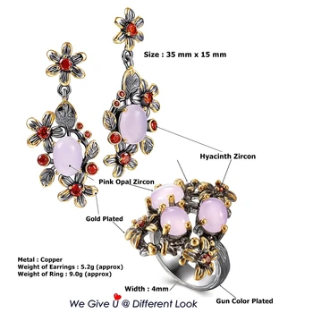 DreamCarnival1989 Nový Barokový Drop Náušnice pre Ženy Ružový Opál Orange Zirkón Ženský Kvet Elegantné Šperky, Zásnubné WE4033