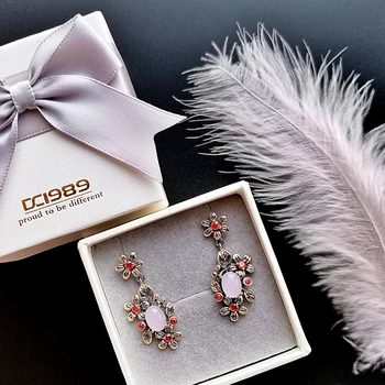 DreamCarnival1989 Nový Barokový Drop Náušnice pre Ženy Ružový Opál Orange Zirkón Ženský Kvet Elegantné Šperky, Zásnubné WE4033