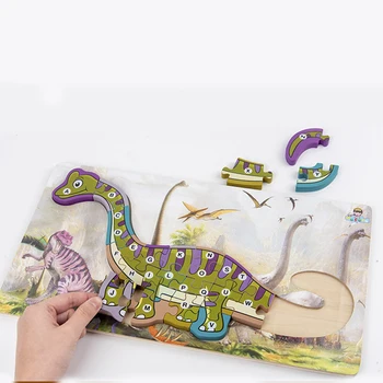 Drevené 3D puzzle dinosaury číslo abecedy párovanie dinosaura zvierat puzzle logické intelektuálnej hry vzdelávacie hračka pre dieťa, chlapec