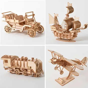 Drevené 3D Puzzle Model Plachetnice Hračky Rezanie Laserom HOBBY Ručné Mechanické pre Deti, Dospelých Auta Mechanické Hra Assembl