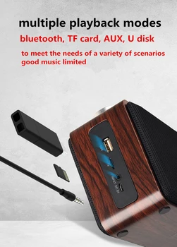 Drevené Bluetooth Reproduktory Regálové Reproduktory, Subwoofer, Prenosné Bezdrôtové Boombox PC/TV s Podporou TF karta/usb disk /AUX