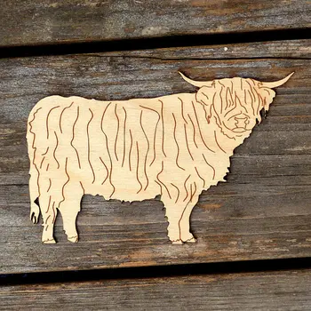 Drevené Highland Bull Stojace Plavidlá Tvary Preglejky Zvierat Hospodársky Dvor Krava