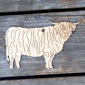 Drevené Highland Bull Stojace Plavidlá Tvary Preglejky Zvierat Hospodársky Dvor Krava