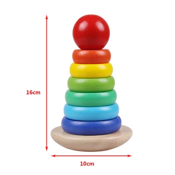 Drevené Hračky Farebnú Dúhu Bloky Roztomilý Jenga Rainbow Stacker Veža Dreva Zábava Pohára Detí, Baby T