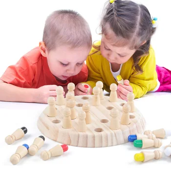 Drevené montáž a montáž detských hračiek model pamäťové cvičenia, vzdelávacie hračky pamäť šach