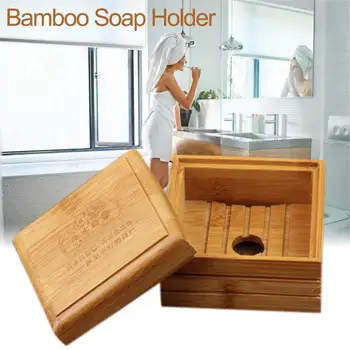 Drevené Mydlo Box Bambusu Mozgov Rack Kúpeľňa Trosiek Úložný Box Organizátor Mydlo Box Príslušenstvo Pultu Výzdoba Domov Organizovať