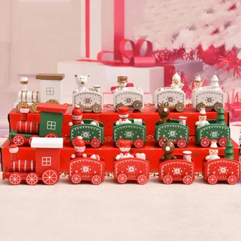 Drevené Vianočné Vlak Hračky Santa Snehuliak Medveď Deti Nový Rok Darček Malý Vlak Vianočné Dekorácie pre Domov Natale 2020