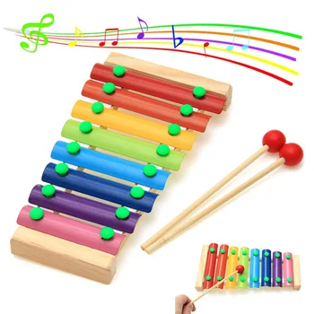 Drevené Xylophone Hudobný Nástroj, 8 Tóny Hračky Tvorbu Pre Deti detský Baby SER88