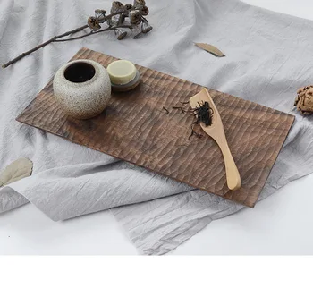 Drevo Čaju Zásobník Kung Fu Čaj Nastaviť Zásobník Japonský Štýl Masívneho Dreva Ručné Rezanie Textúra Doska