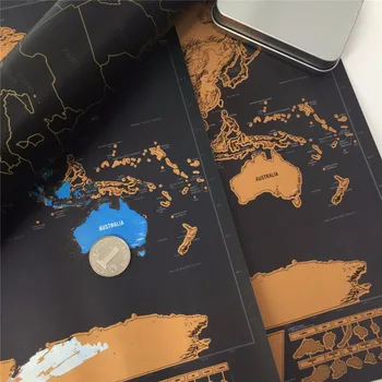 Drop shipping 1 ks Nový príchod Mini mape sveta stieracie mapu sveta plagáty Fólie Vrstva Náteru Deluxe svetového plagátu mapu