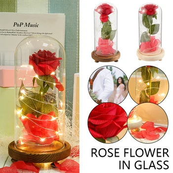 Dropshipping 2020 Galaxy Rose Blikajúce Kvety V Banková Sklenenou Kupolou pre valentínsky Deň matiek Darček k Narodeninám, Svadobné Dekorácie