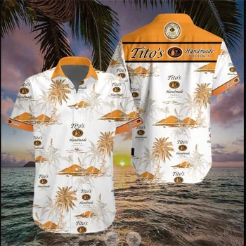 Dropshipping USA Veľkosť Mens Zábavné Koruny Vytlačené Tričko s Krátkym Rukávom Letné Royal Série Whisky Muž Bežné Havaj Pláži Košele