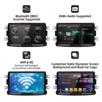 DSP 4GB+64GB PX6 Auto Multimediálny Prehrávač 1 Din Android 10 autorádia Pre Dacia/Sandero/Duster/Captur/Lada/Xray 2/Logan 2 GPS Navi