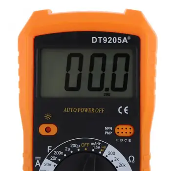 DT9205A Profesionálny Digitálny Multimeter Elektrické Ručné Ammeter Voltmeter Odpor Kapacita hFE Tester AC DC LCD