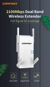 Dual Band 2100Mbps WiFi Extender Internet Signál Booster Wireless Repeater 2,4 GHz, 5 ghz Wi-Fi Rozsah Amplifer Router 4*3di Anténa