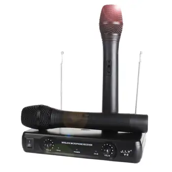 Dual Profesionálne VHF Bezdrôtový Mikrofón Systém Bezdrôtový Ručný Mikrofón Prijímač Mikrofóny Karaoke s 2 Mikrofóny