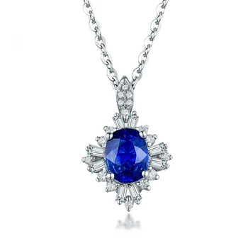 Dual Štýl, Prírodné Modrý Zafír Prstene Prívesok Reálne 14K Bieleho Zlata Okrúhle Diamanty Pre Matku Deň Vďakyvzdania Jemné Šperky Darček