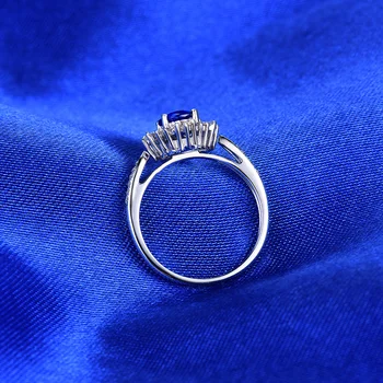 Dual Štýl, Prírodné Modrý Zafír Prstene Prívesok Reálne 14K Bieleho Zlata Okrúhle Diamanty Pre Matku Deň Vďakyvzdania Jemné Šperky Darček