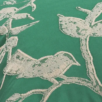 DUNXDECO Vankúš Dekoračné obliečky na Vankúš Modernej Čínskej Jednoduché Vtákov Strom Žakárové Svieži Zelený Elegantné Coussin Gauč Zdobiť