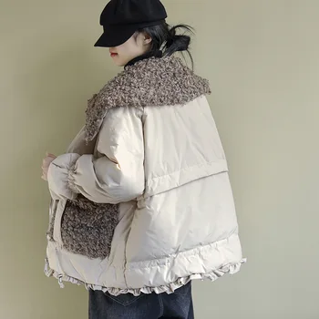 DUŠA TIGER Luxusné kórejský Dizajnér Dámske Zimné Kabáty Vintage Kačica Nadol Bundy Dámske Zahustiť Teplé Parkas Voľné vrchné oblečenie
