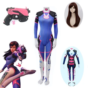 Dva Cosplay Hra Overwatch Ženy Dospelých Dieťa Lycra Tlač 3D Spandex Halloween Party Zentai Parochne, Kostýmy Zbraň Dva Jumpsuit
