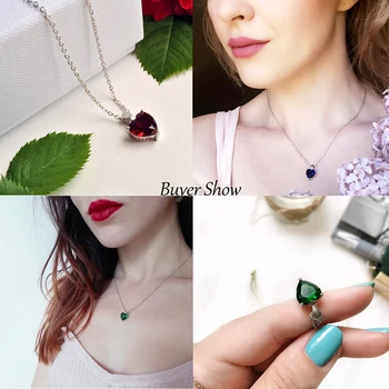 DVAKRÁT R 925 Sterling Silver Emerald Náhrdelník Sapphire Prívesok, šperky, Ruby srdce Náhrdelníky & Prívesky pre ženy, striebro 925