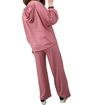 Dve dielna sada tepláky ženy pyžamo voľné bežné streetwear kapucňou t tričko+širokú nohu, nohavice 2 ks set oblečenia jogging femme