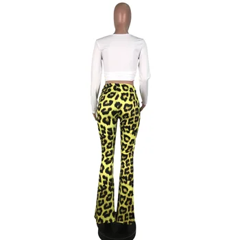 Dve Kus Ženy Festival Oblečenie Leopard Pery Tlač Topy Gepard Obličkového Nohavice Zhodné Sady Sexy 2 Kus Oblečenia HAOOHU